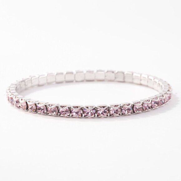 Touchstone Crystal Swarovski Birthstone Bracelet Stretch June Light Amethyst NEW - Picture 1 of 1